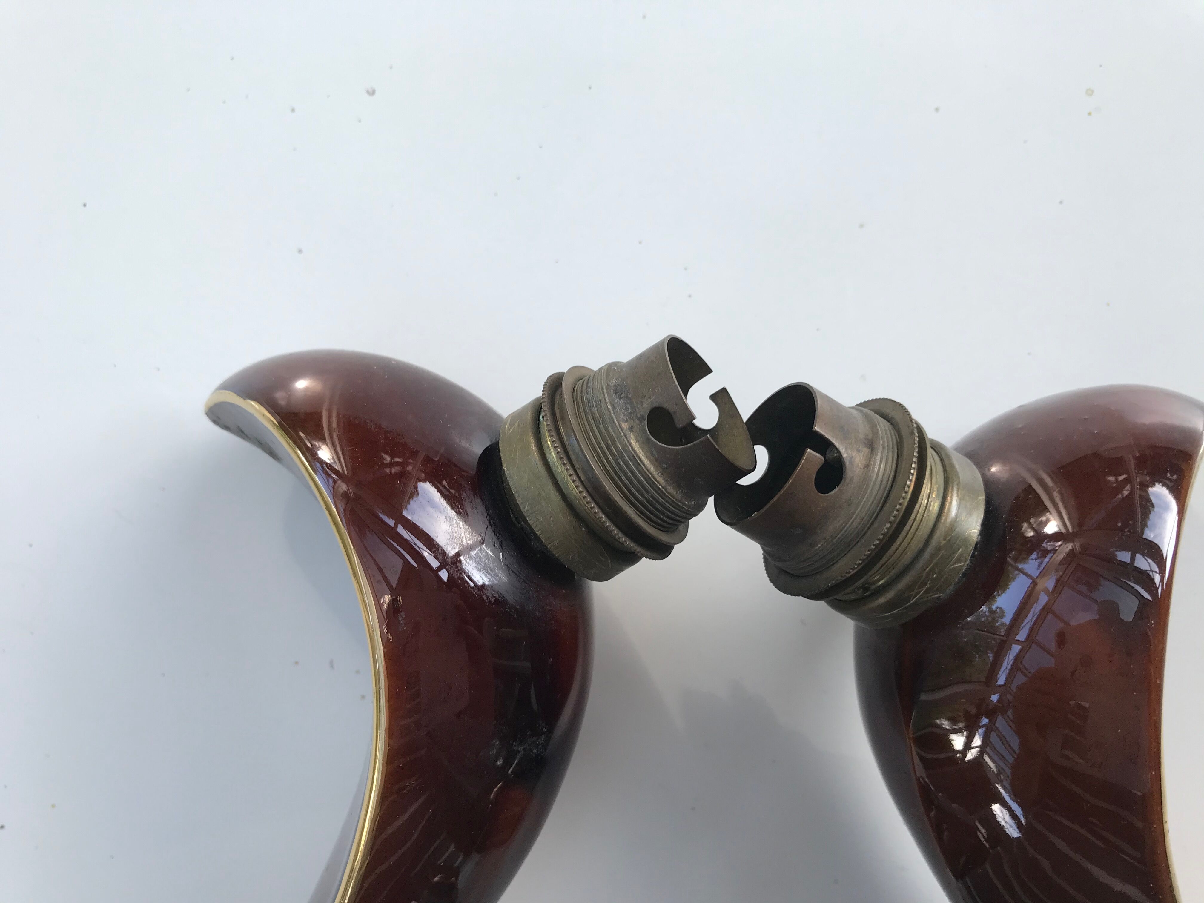 Ancienne paire d'appliques en céramique années 50