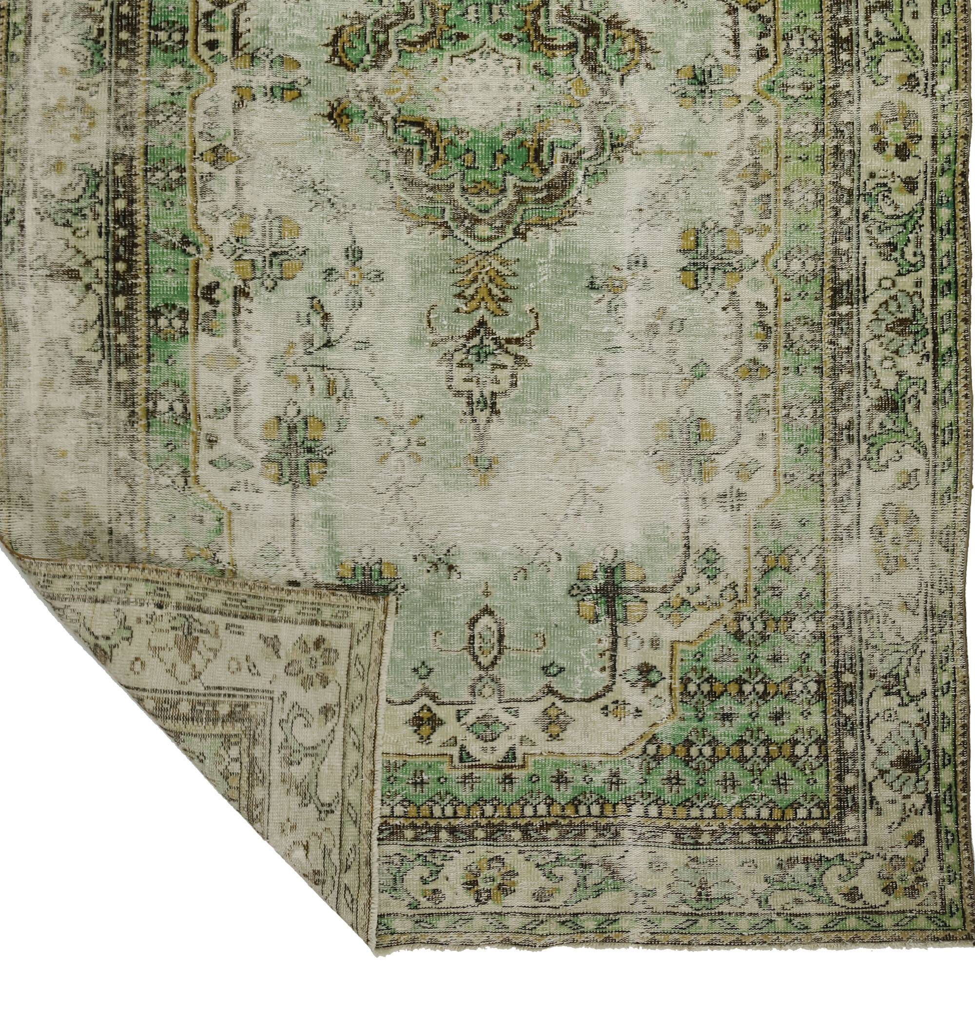 Tapis Oushak Vintage – Tons Vert Pastel & Style Classique, 176 x 340 cm