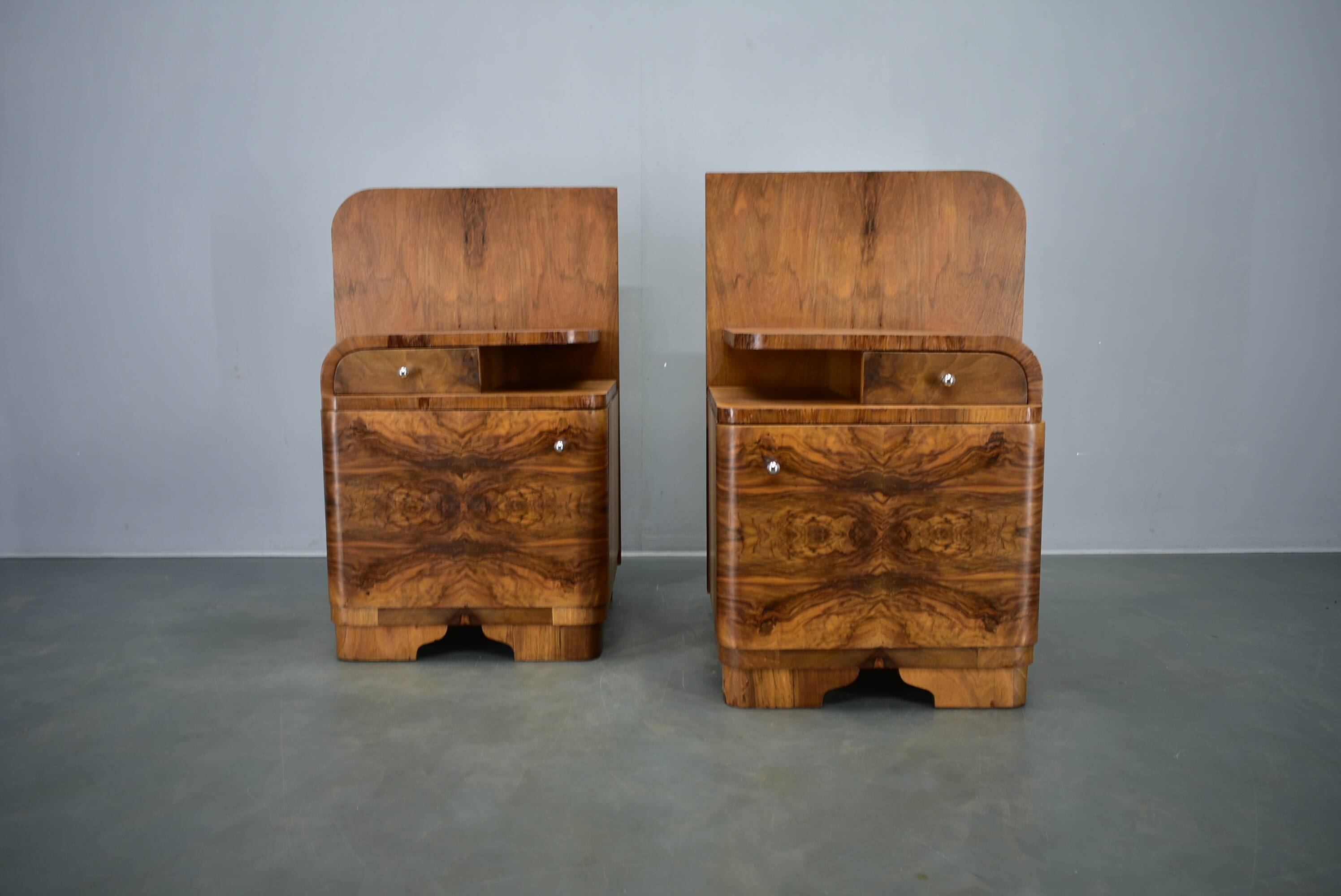 1939s pair of Art Deco bedside tables, Czechoslovakia