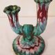 Candlestick two branches of longwy 60's ceramic