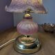 Vintage mushroom lamp pink heart - frosted glass tulip