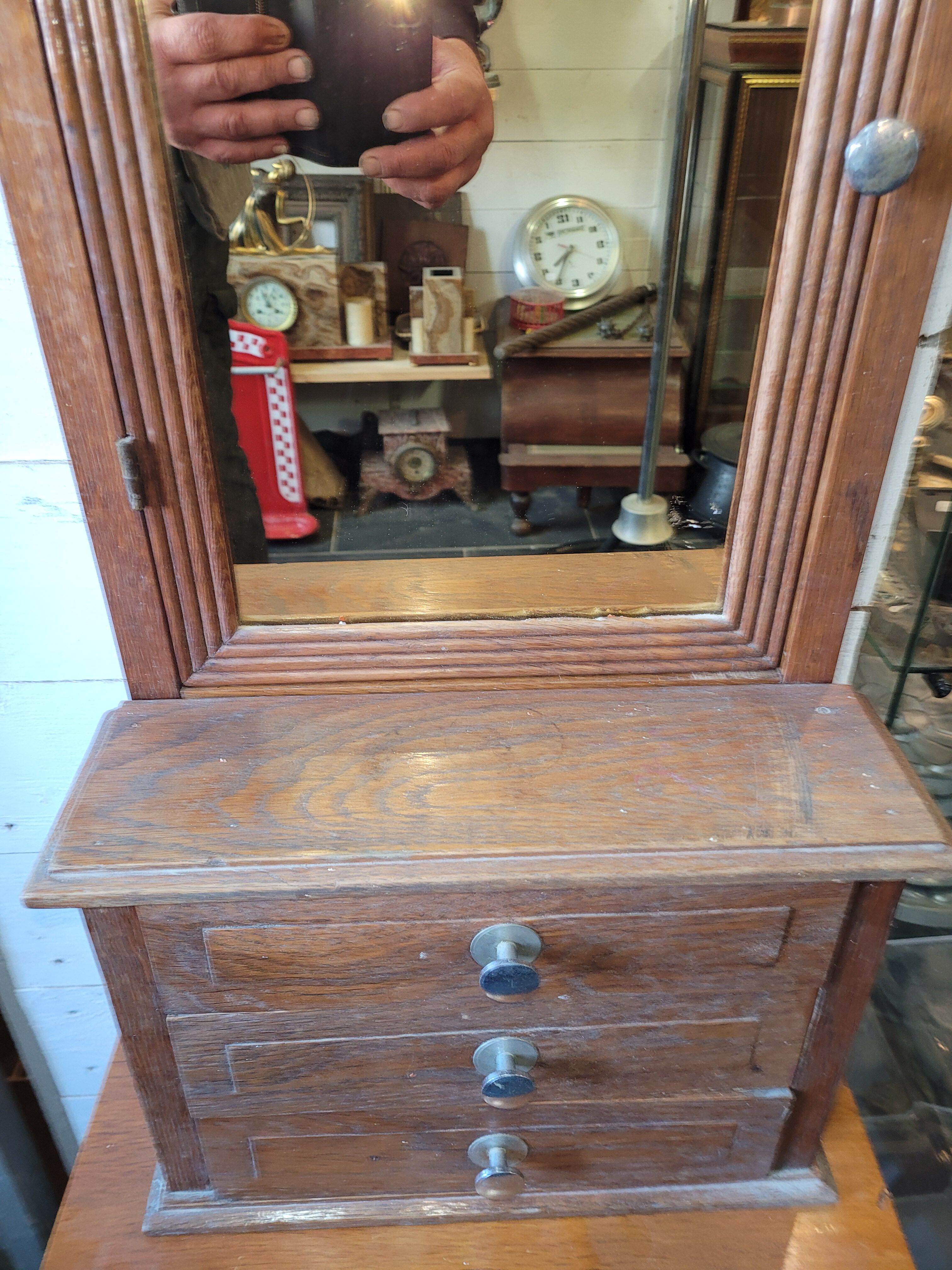 Oak medicine cabinet mirror