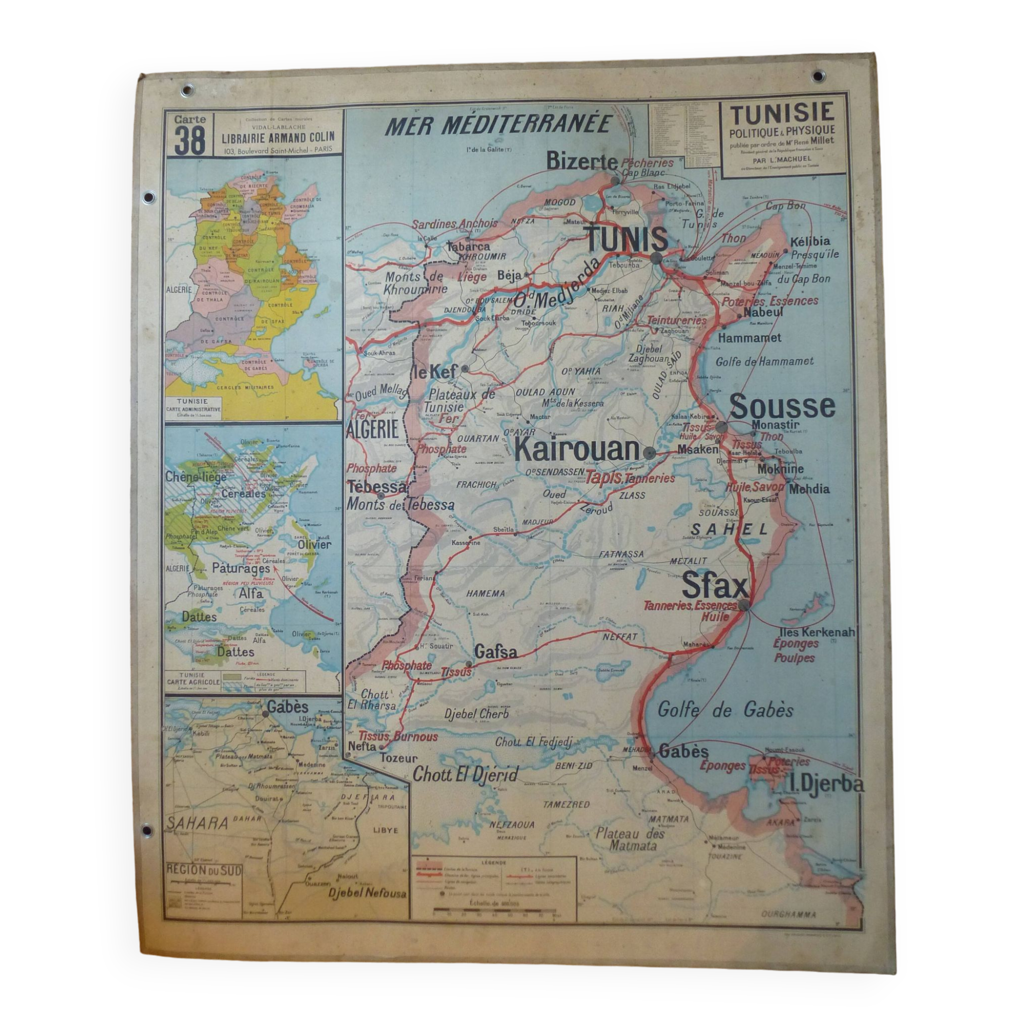 Old Madagascar / Indochina school map, ed. Vidal-Lablache 1930