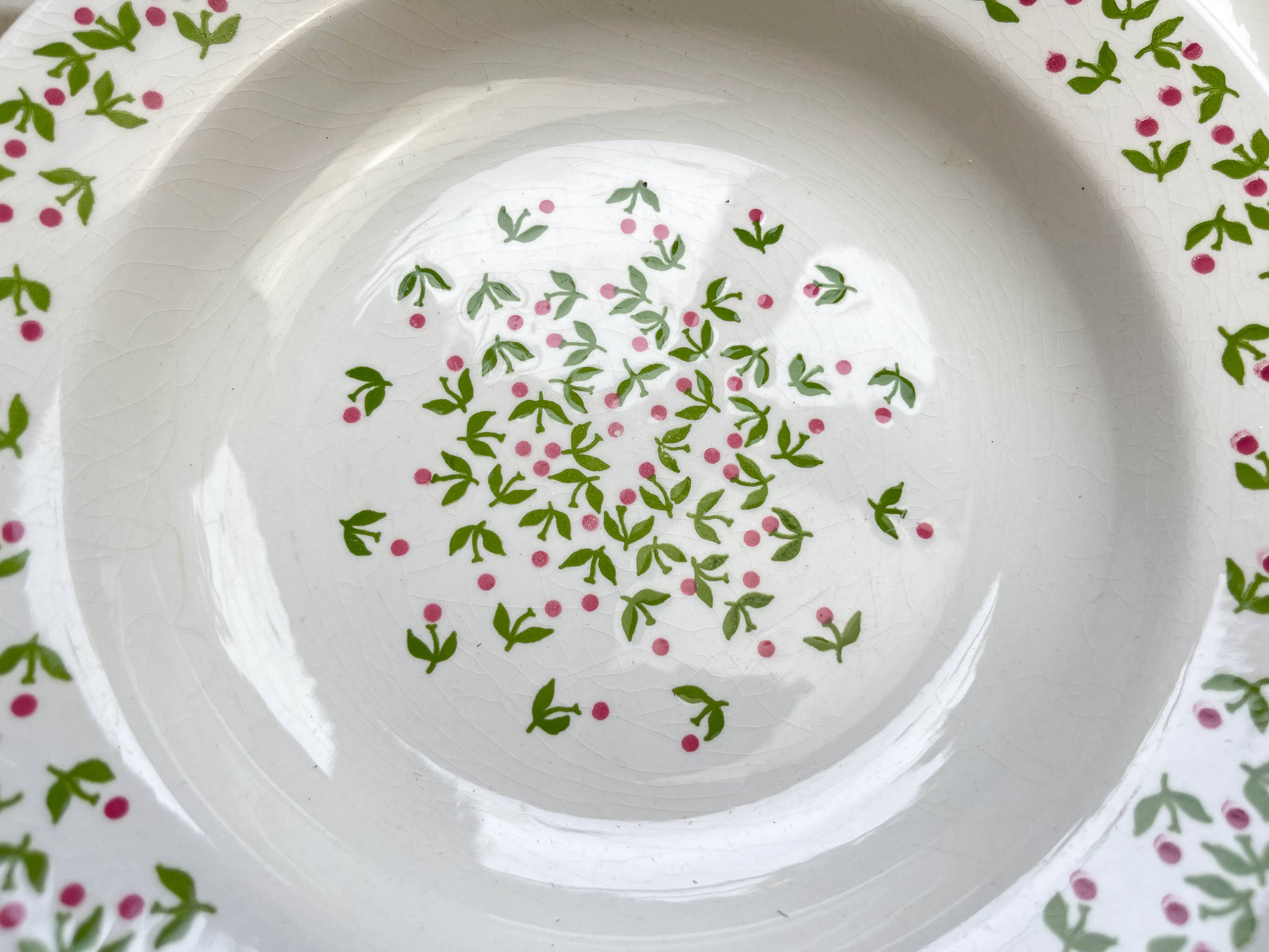 Deep plates Ironstone Italian Giovanni Valdarno pattern green red