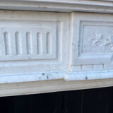 Louis XV style fireplace in white Carrara marble circa 1880