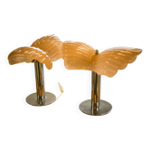 Pair of floor lamps in Murano glass shell type.