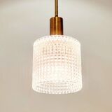 Mid-Century Scandinavian Crystal Glass & Brass Ceiling Light by Fagerlund