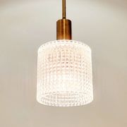Mid-Century Scandinavian Crystal Glass & Brass Ceiling Light by Fagerlund