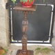 Wooden saddle with statuette, Breton figure, ancient and chiseled, Henri II style