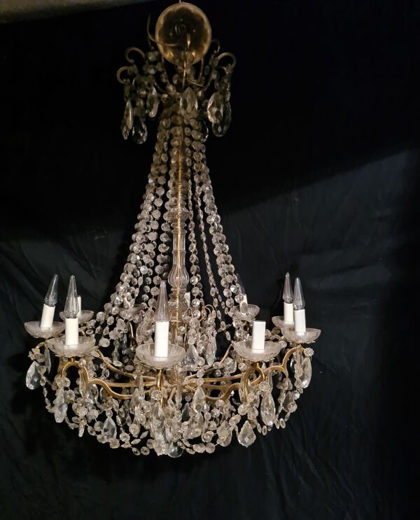 Lustre en cristal et bronze doré