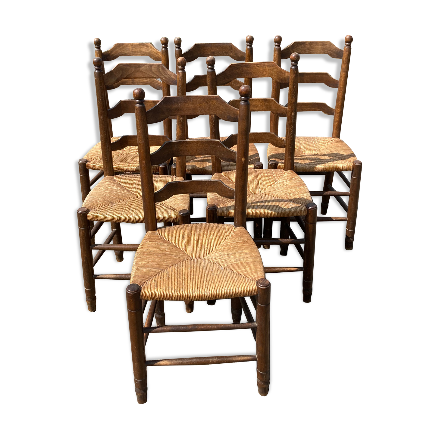 Set of 6 straw chairs