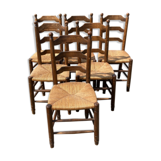 Set of 6 straw chairs