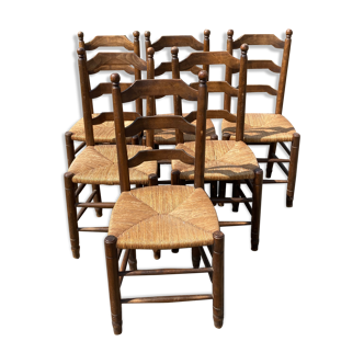 Série de 6 chaises pailles