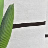 5x7 White Black Striped Turkish Vintage Rug 143x199Cm