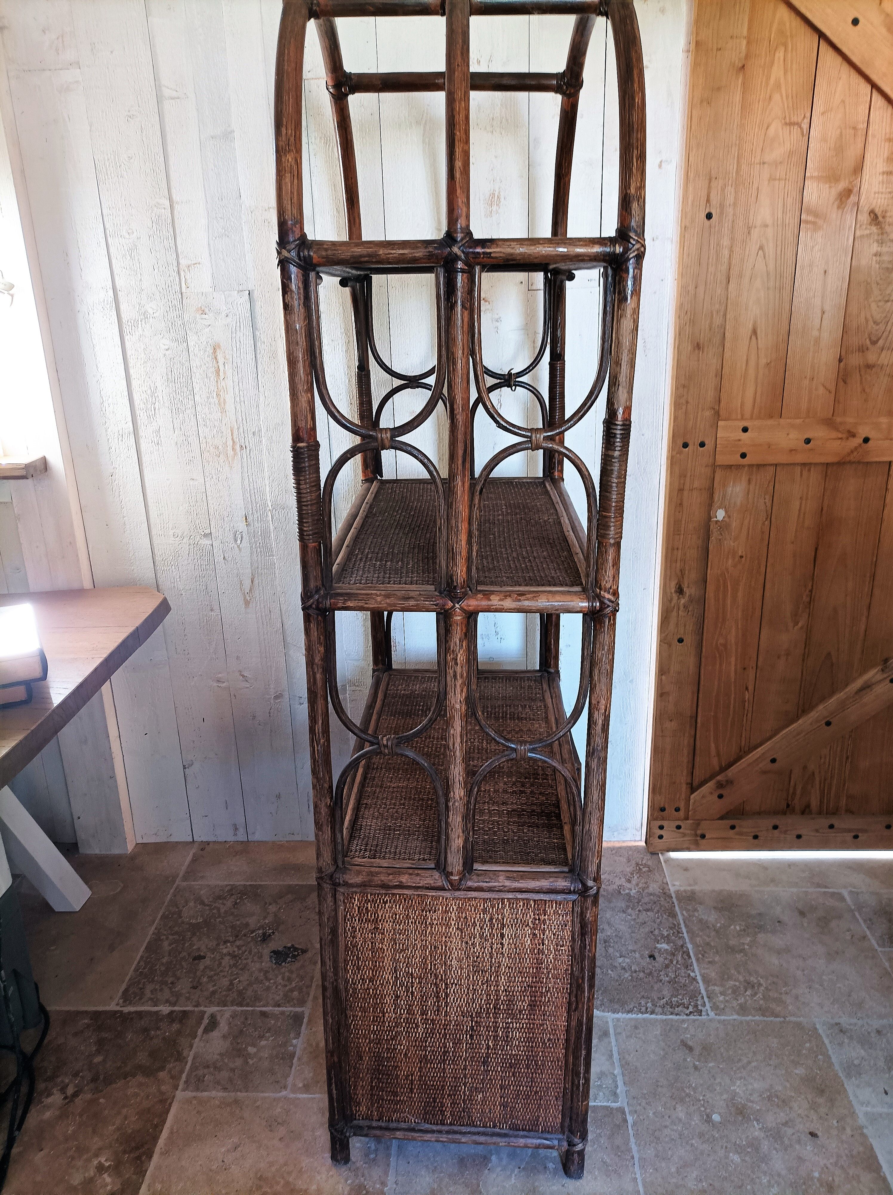 Vintage rattan bookcase