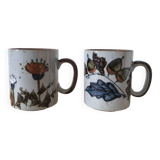 Paire de mugs en grès vernissé 1970