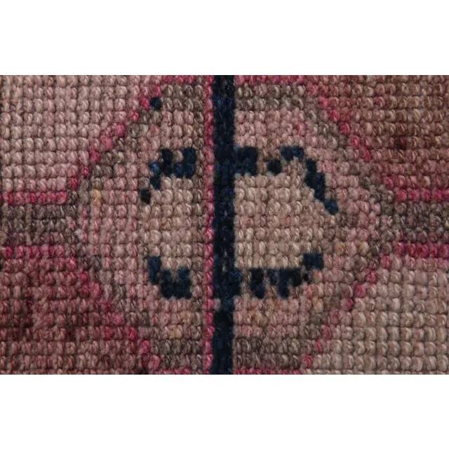 Vintage Turkish Hand-Knotted Wool Cotton Pink Runner Rug 100x335
