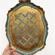 Florentine tray in gilded wood and turquoise with diamond pattern decoration
