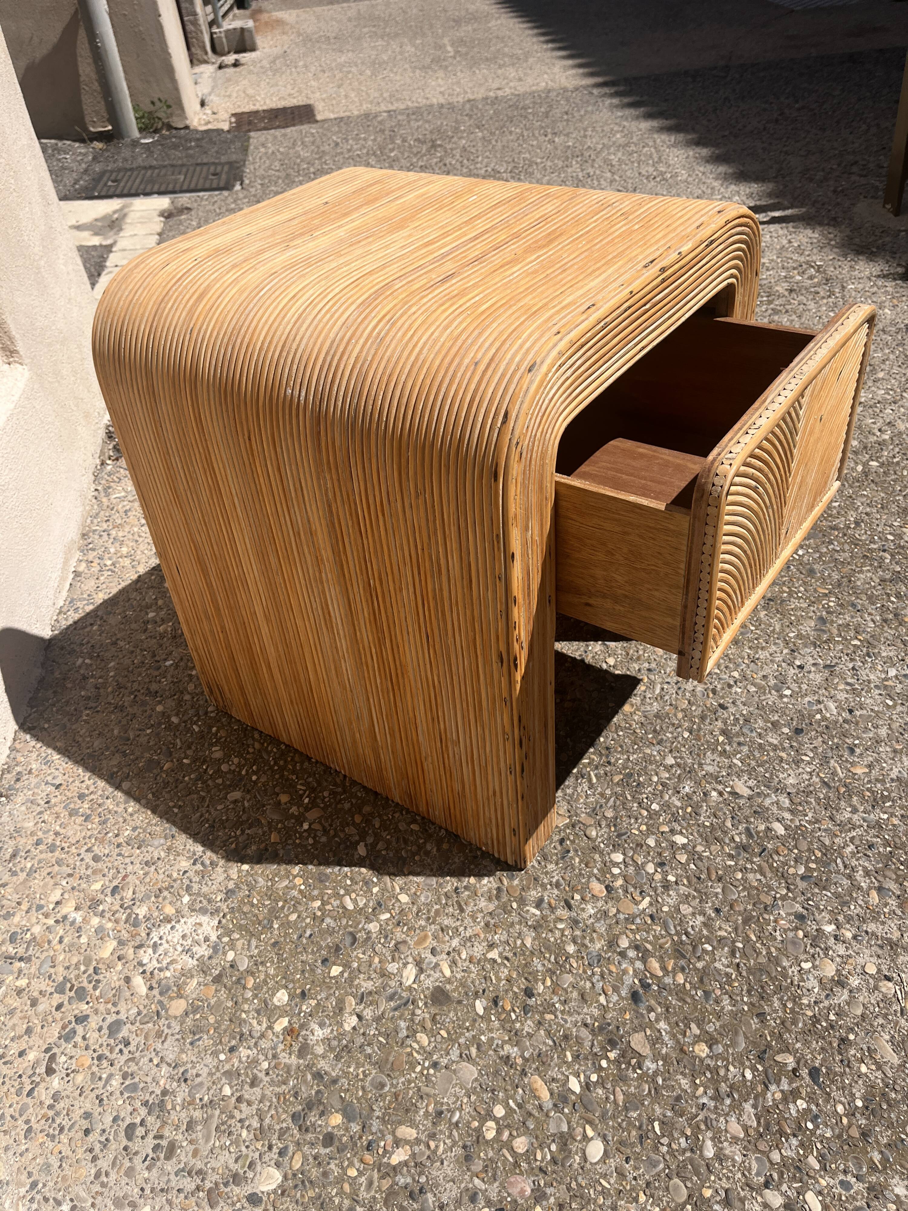 Vintage rattan bedside table from the 70s/80s