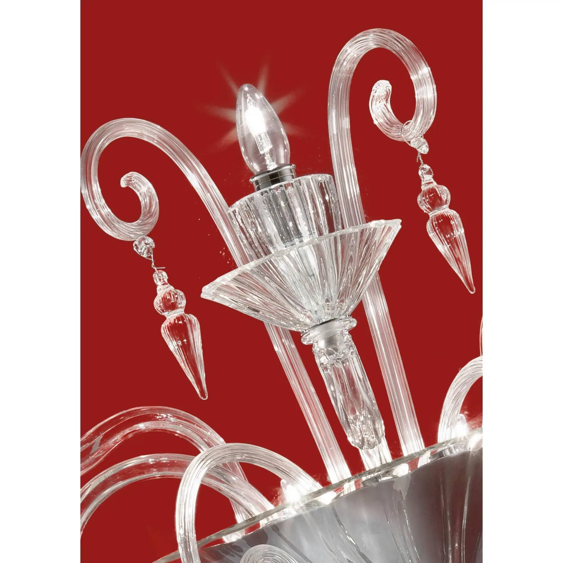 Statement Imperial Murano Glass “Rigadin” Wall Sconce in Transparent Glass
