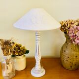 Wooden lamp foot patina white shabby