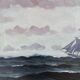 Vintage original seascape oil painting, signed sailing ship art