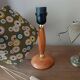 vintage Scandinavian table lamp with turned wood and Japanese lampshade