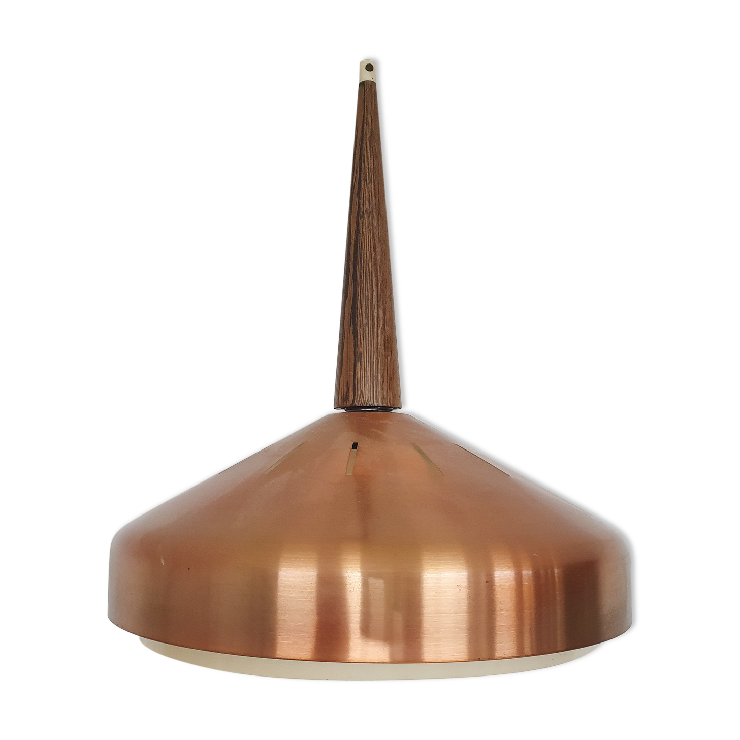 Sandinavian modern copper and wood pendant light, 1960's