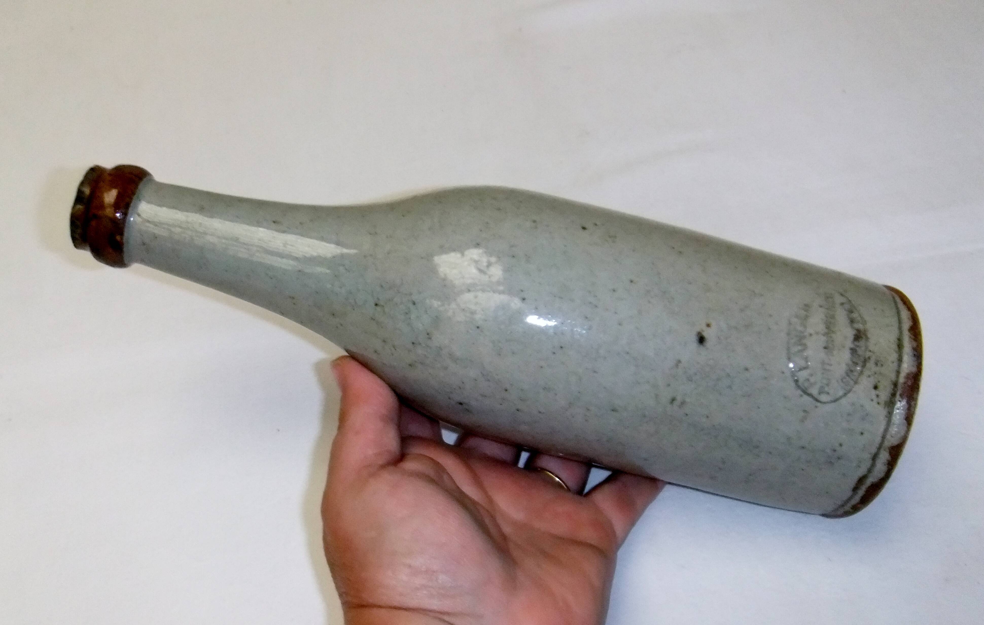 Old glazed stoneware bottle Paul Langeron Pont des Vernes collection