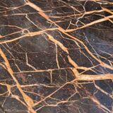 Console sofa back solid wood carved marble yellow vein Indochina late nineteenth