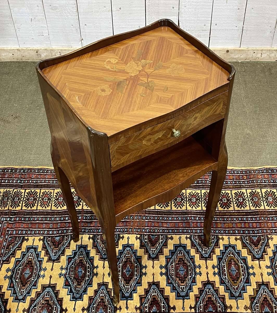 Louis XV style bedside table in rosewood and oak from the 1970s.