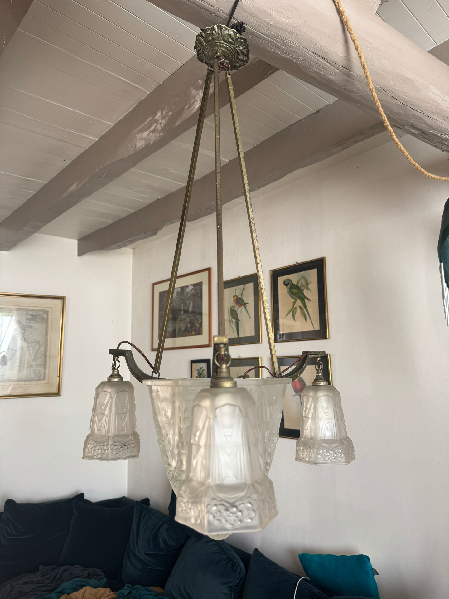 Art Deco chandelier signed