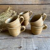 6 tasses en grès France vintage