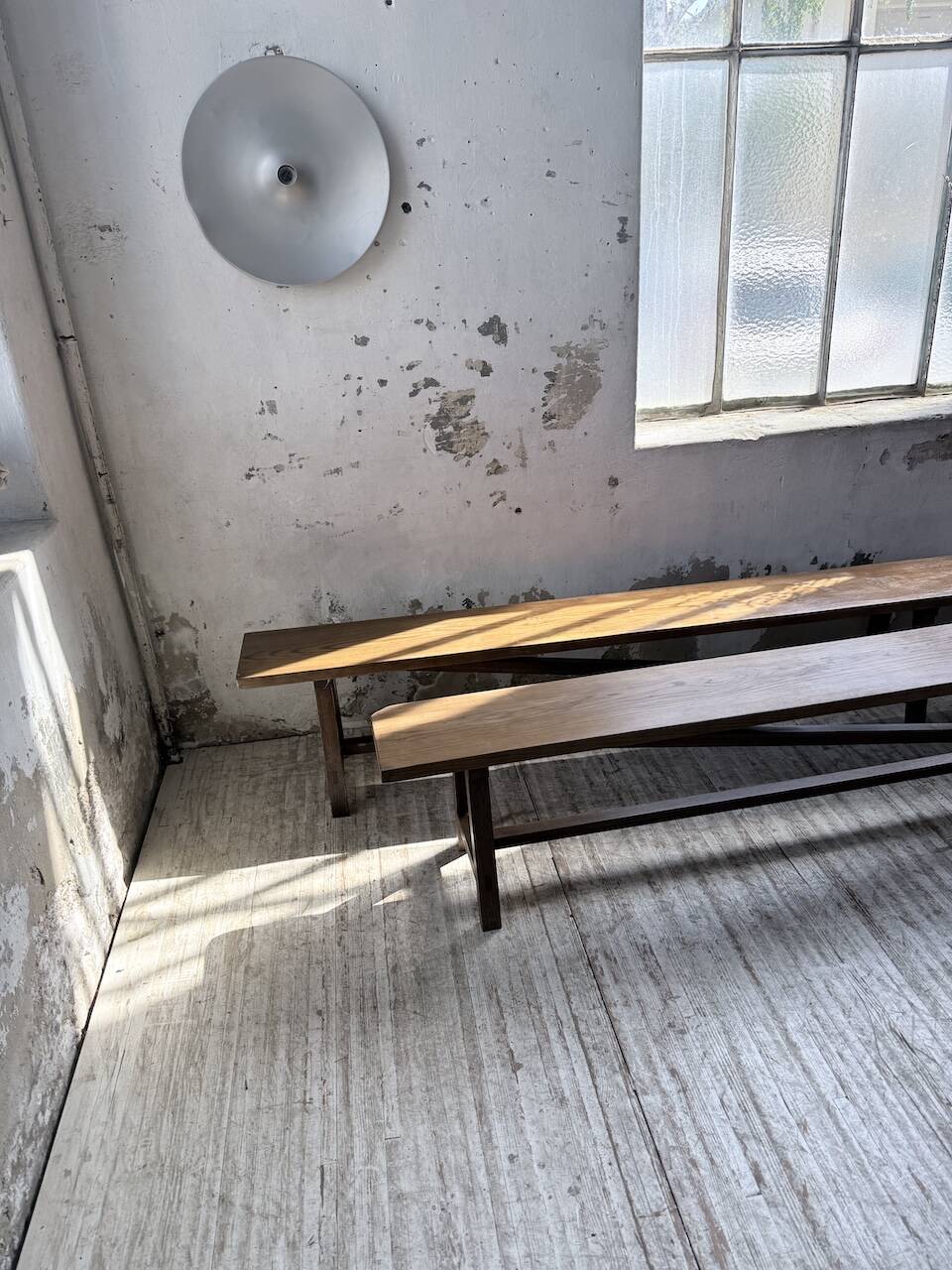 Paire de bancs de ferme chêne 4 mètres