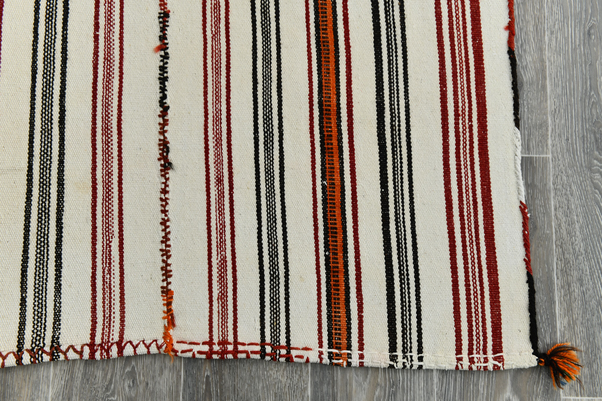 5x9 modern striped hemp rug, 148x269cm