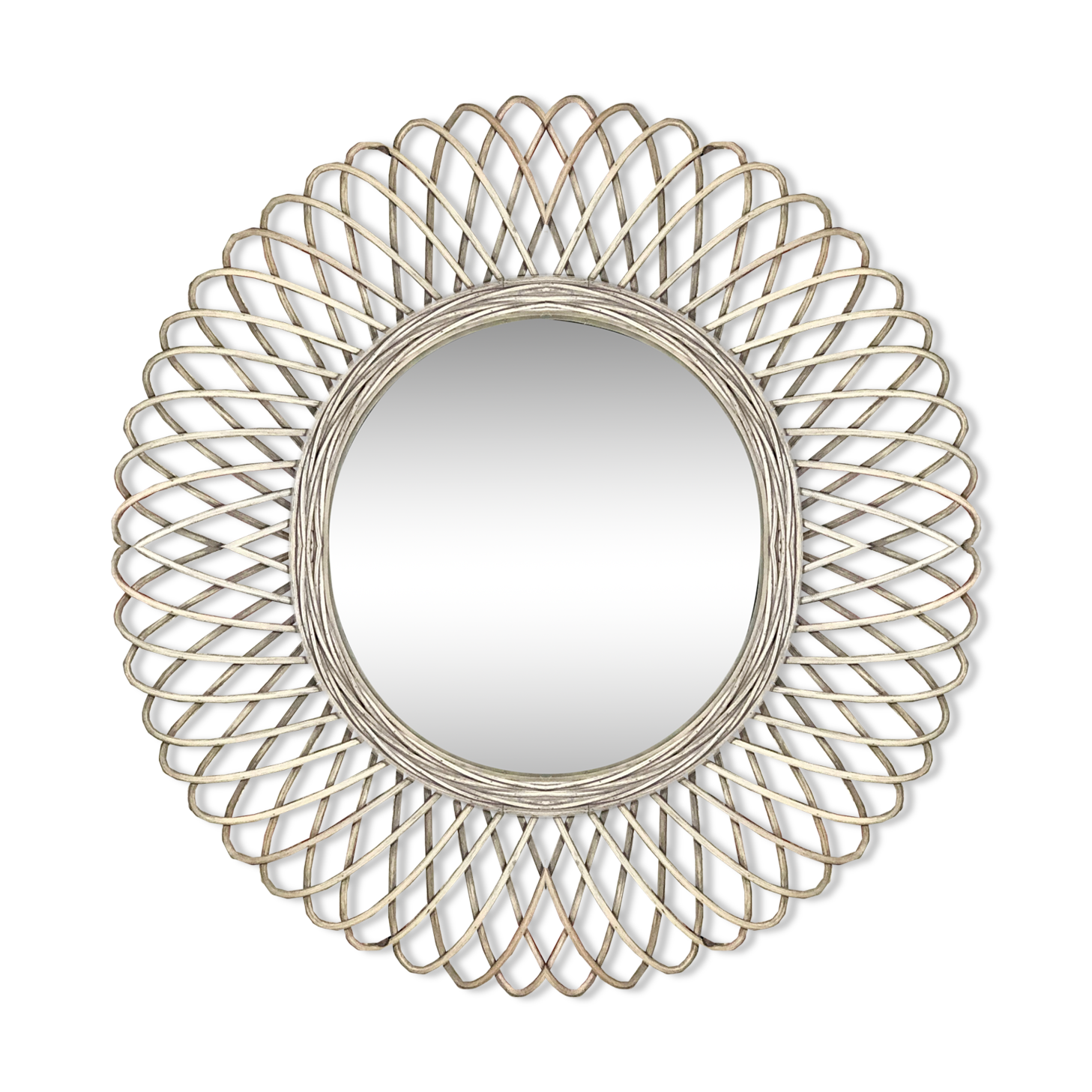 Natural braided rattan mirror diameter 58 cm