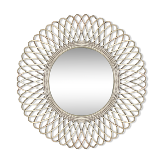 Natural braided rattan mirror diameter 58 cm