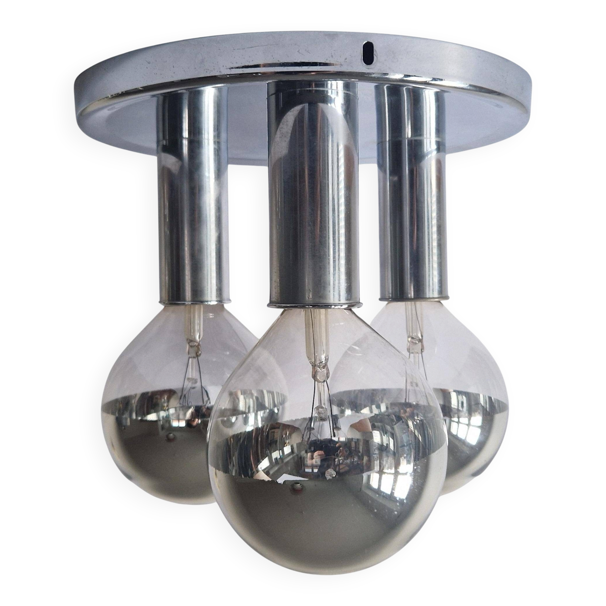 Rare Midcentury Flush Mount, Ceiling Lamp, Italy, 1970s