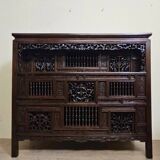 Asia 19th century: antique cabinet carved in mahogany (Chinese or Indochinese art)