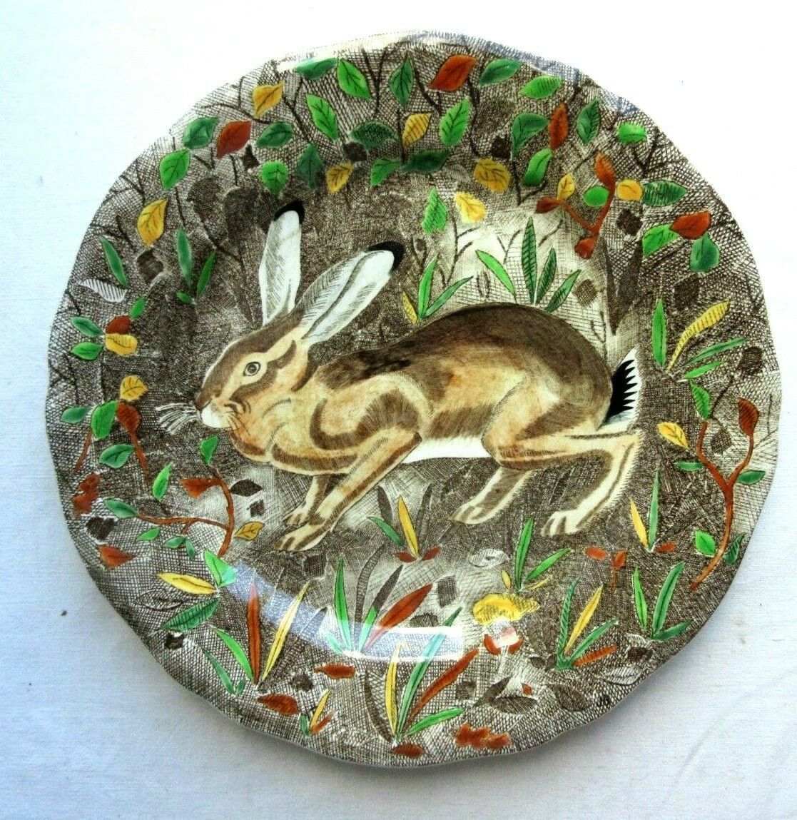 Plate signed gien, rambouillet model: the rabbit