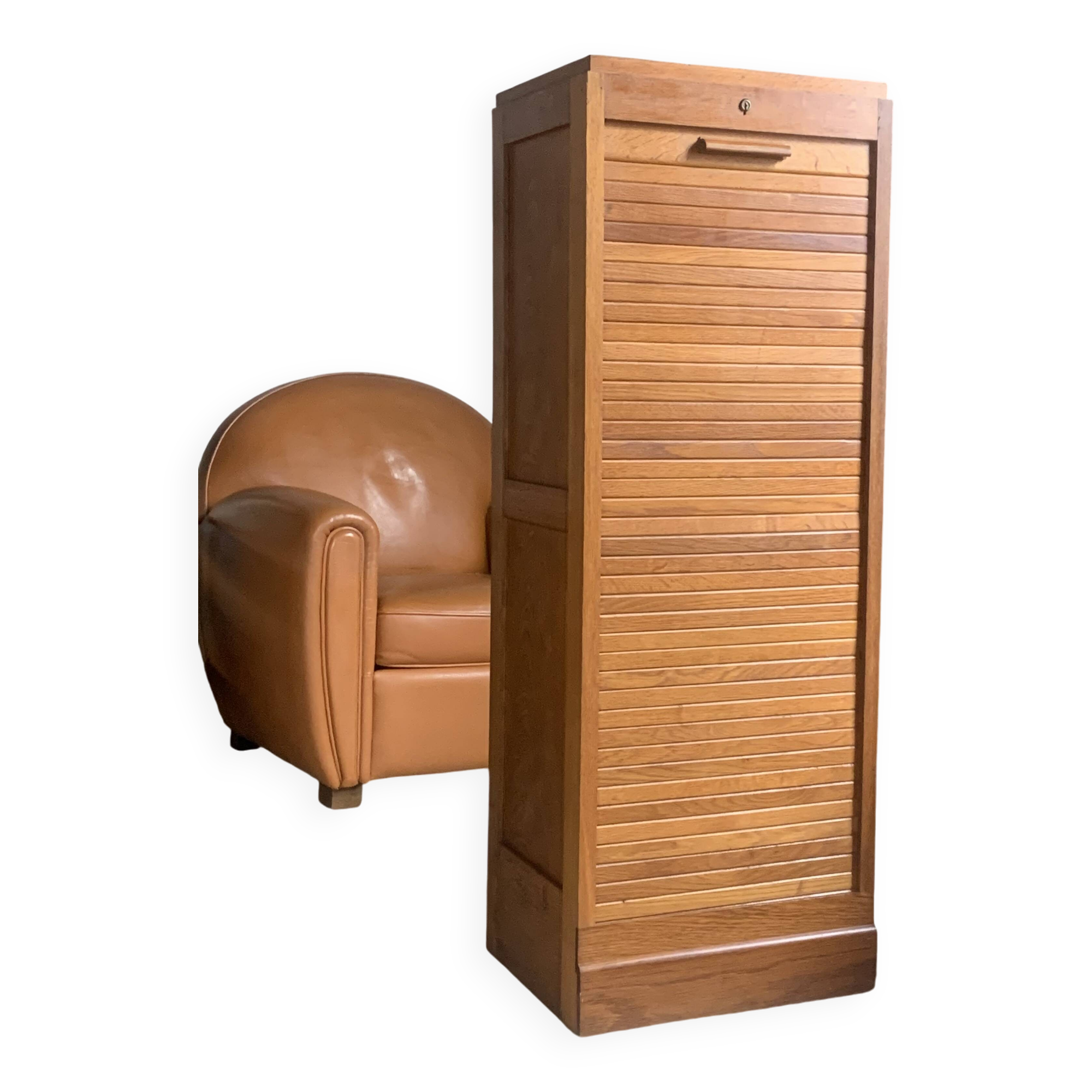 Vintage oak curtain filing cabinet