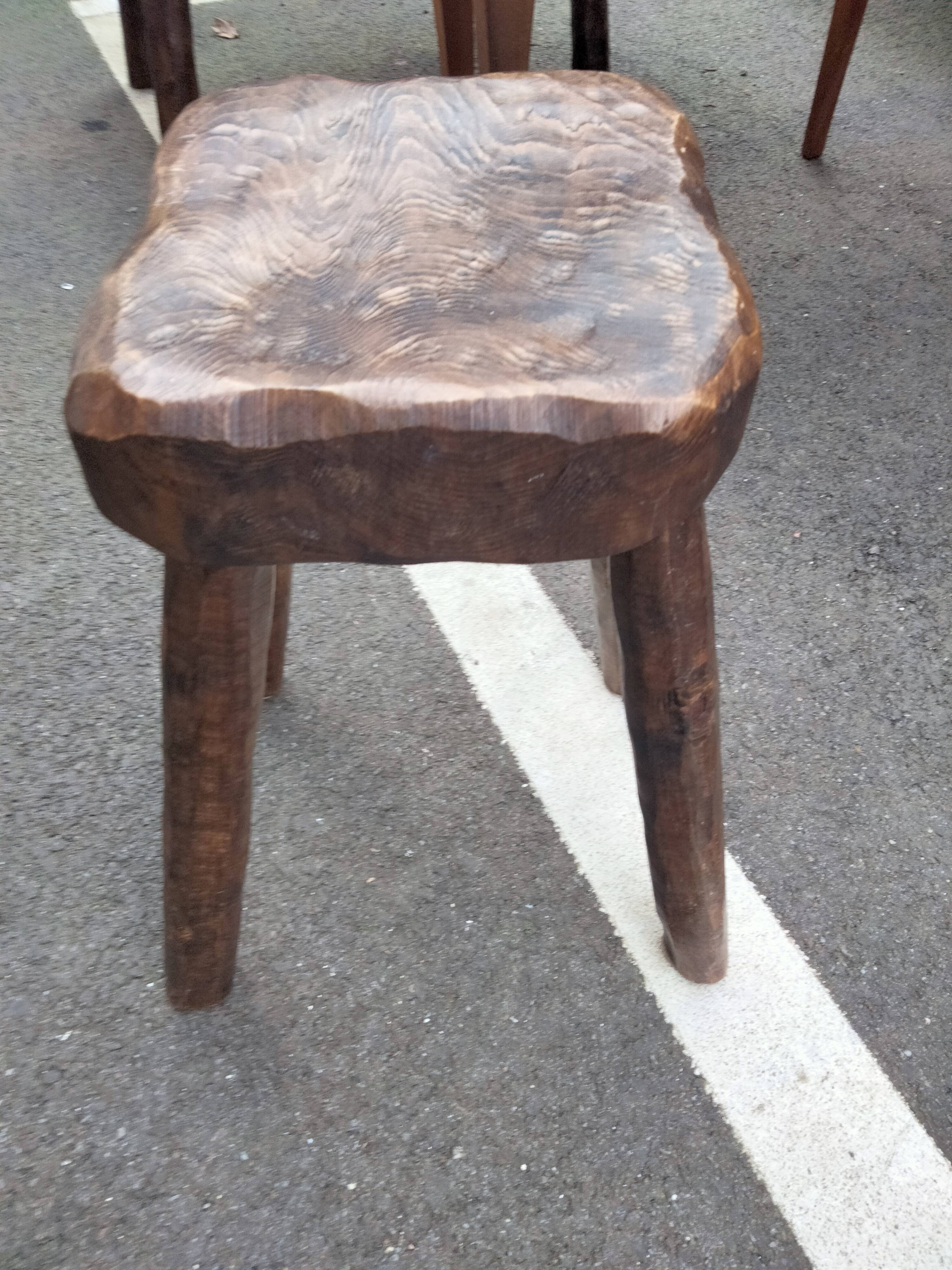 Pair of antique wooden chair stools vintage tree trunk décor
