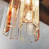 Poliarte chandelier by polished albano, pink and transparent murano glass, italy, 1970