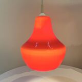 Red Opaline Glass Pendant Light 1970 Space Age Ceiling Lamp Free Form Orange
