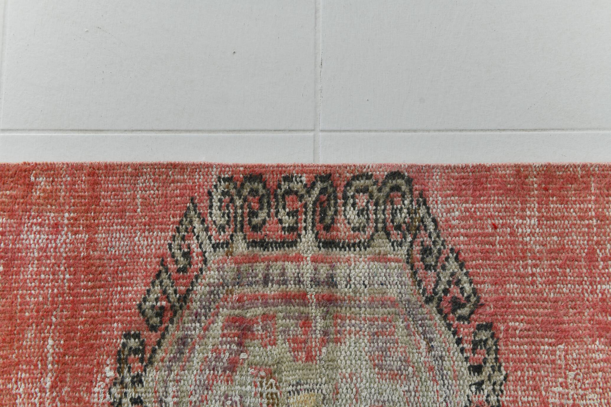 Pale Read Classic Turkish Vintage Runner Rug, 72x337Cm