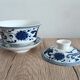 Gaiwan traditional chinese tea set in blue and white porcelain