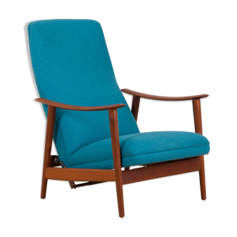 Vintage scandinave moderne haut dossier teck rocker fauteuil inclinable par arnt lande, années 1960