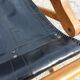 Old deckchair deck chair in wood and black leather - 40s