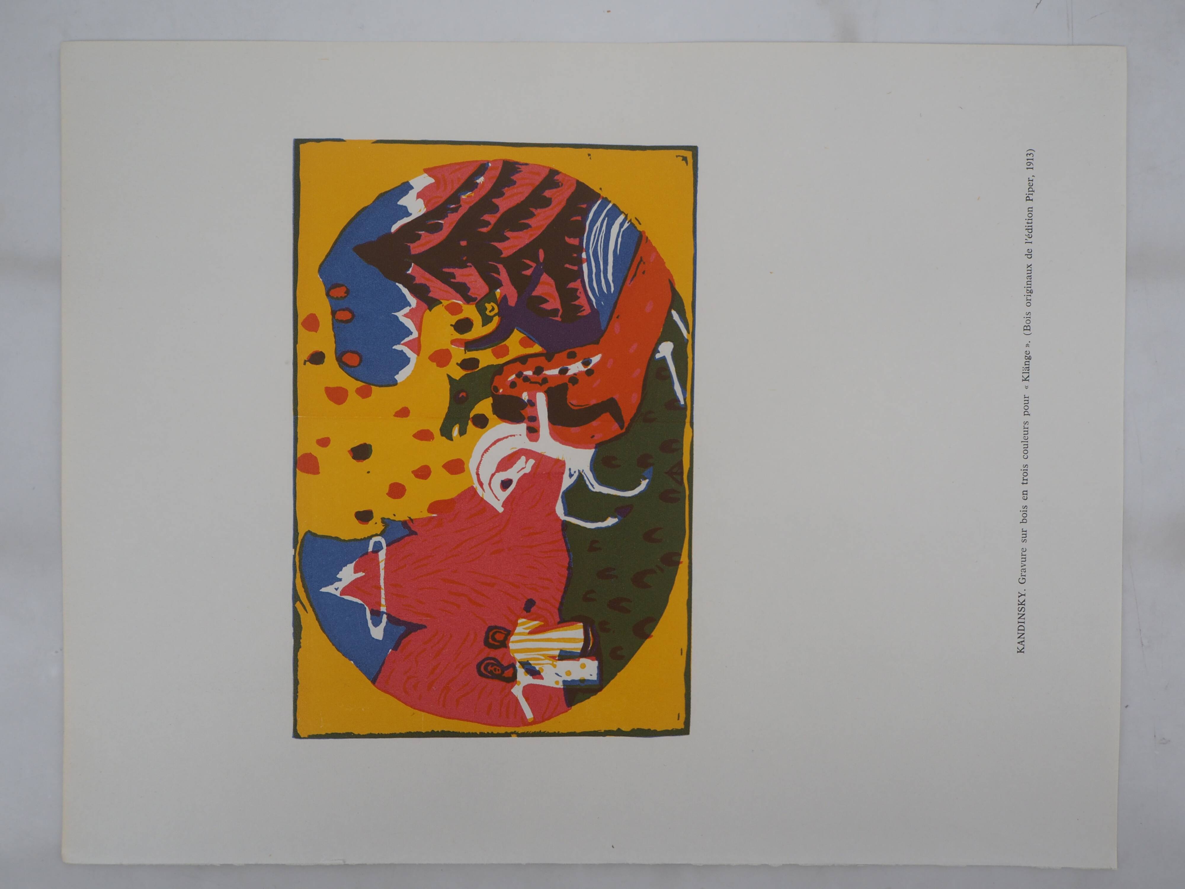Vassily kandinsky : cavalier onirique - gravure sur bois