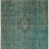 Fait à la main Oriental Contemporain Années 1980 243 cm x 341 cm Tapis de laine turquoise